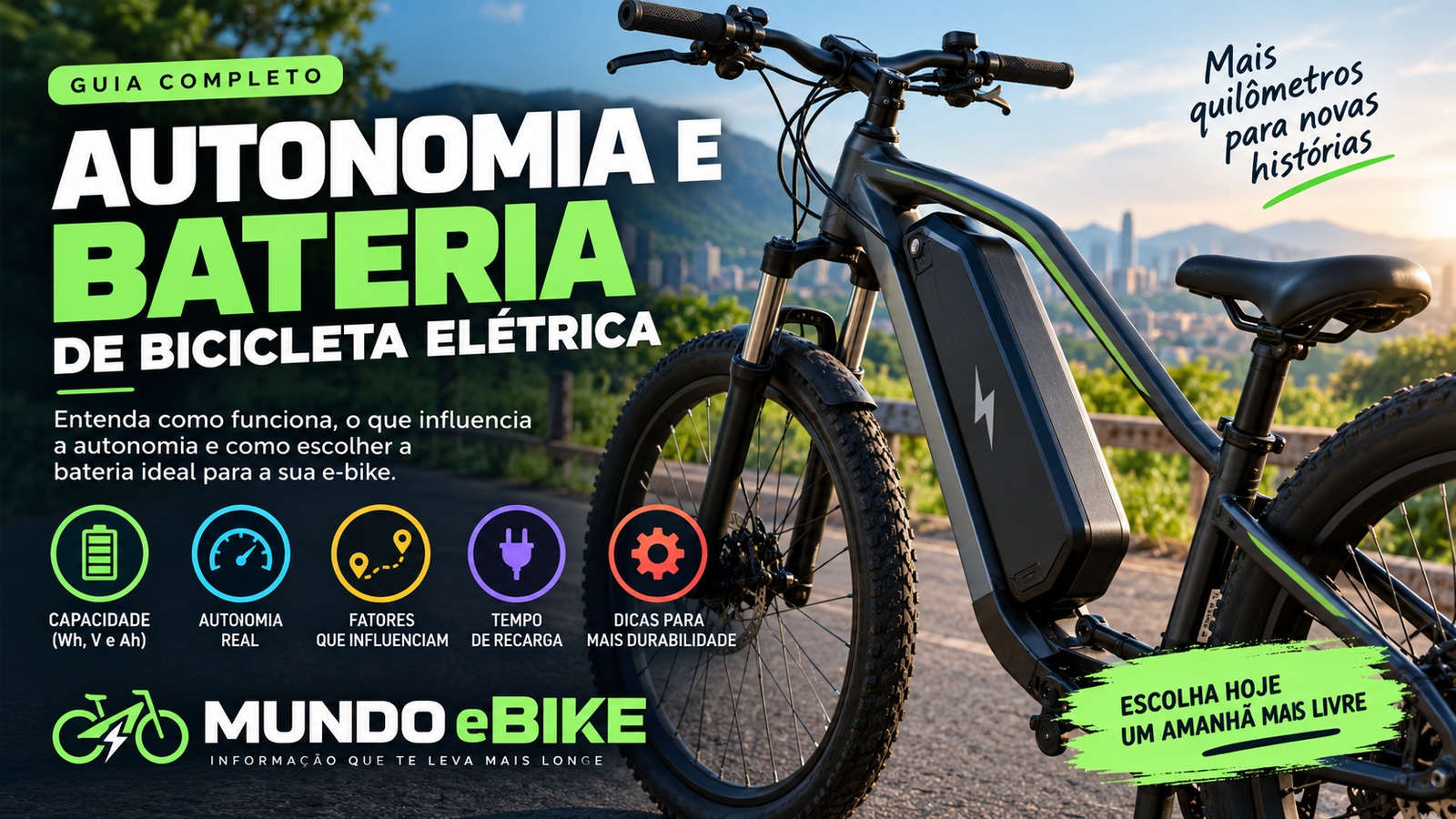 autonomia e bateria de bicicleta elétrica